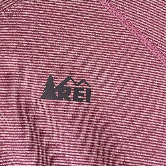 REI Performance Tee Long Sleeve Crew Neck Stretchy Women's XL Pink Gray Stripes - Picture 8 of 12